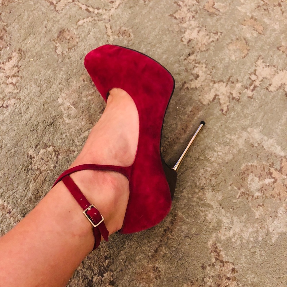 Maroon Platform Heels - image 5